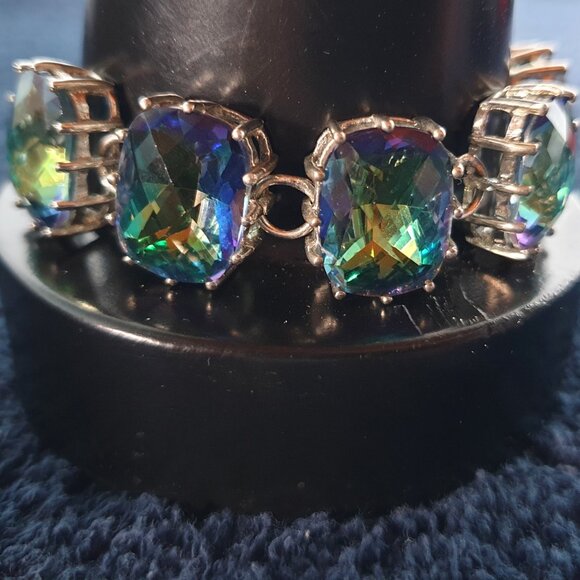 Stunning Vintage Rainbow Crystal 925 Sterling Silver “Shine Your Life” Bracelet - Picture 12 of 17